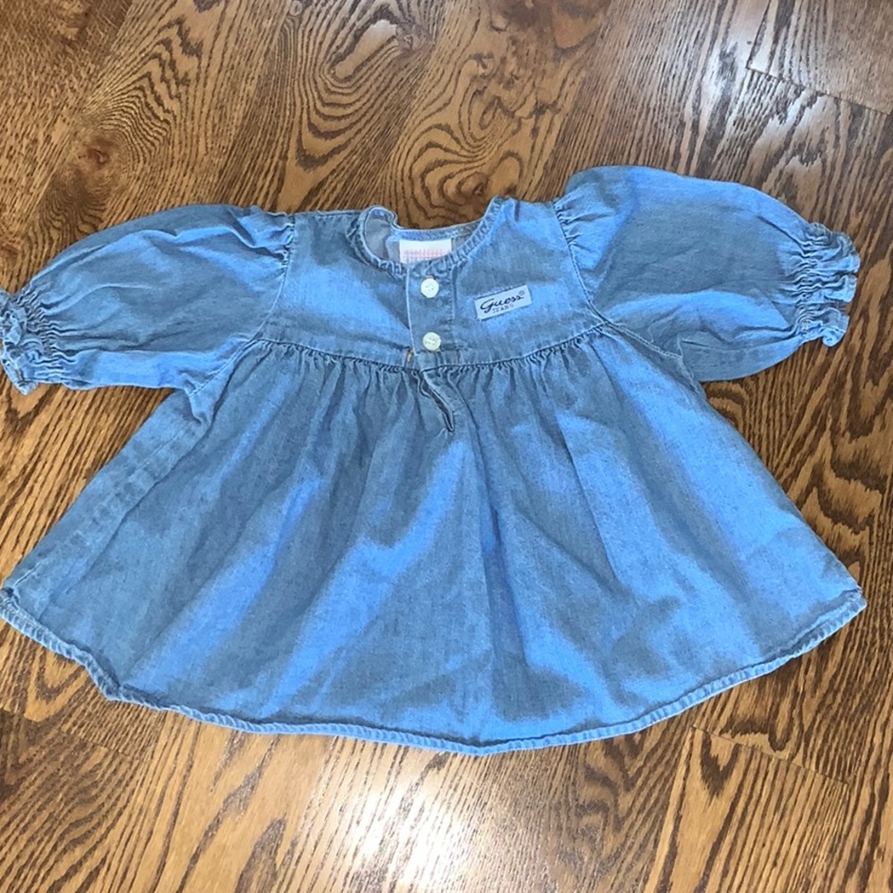 Guess Jeans Dress 12 month by Baby Guess Blue Denim Long Sleeve Vintage 90’s
